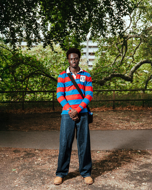 Tommy Hilfiger Red and Blue No. 6 Rugby Polo Shirt