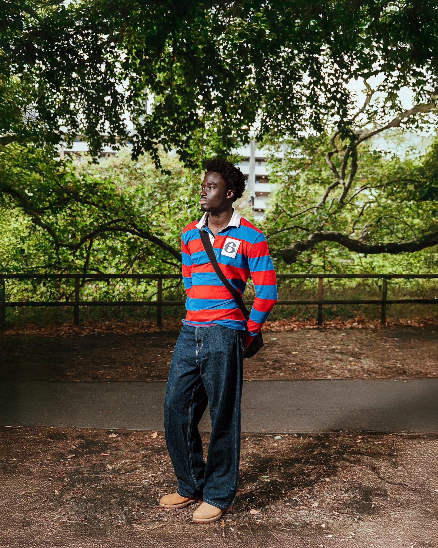 Tommy Hilfiger Red and Blue No. 6 Rugby Polo Shirt