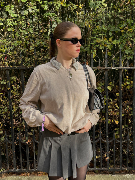 Tommy Hilfiger Premium Cotton Cream V Neck Sweater