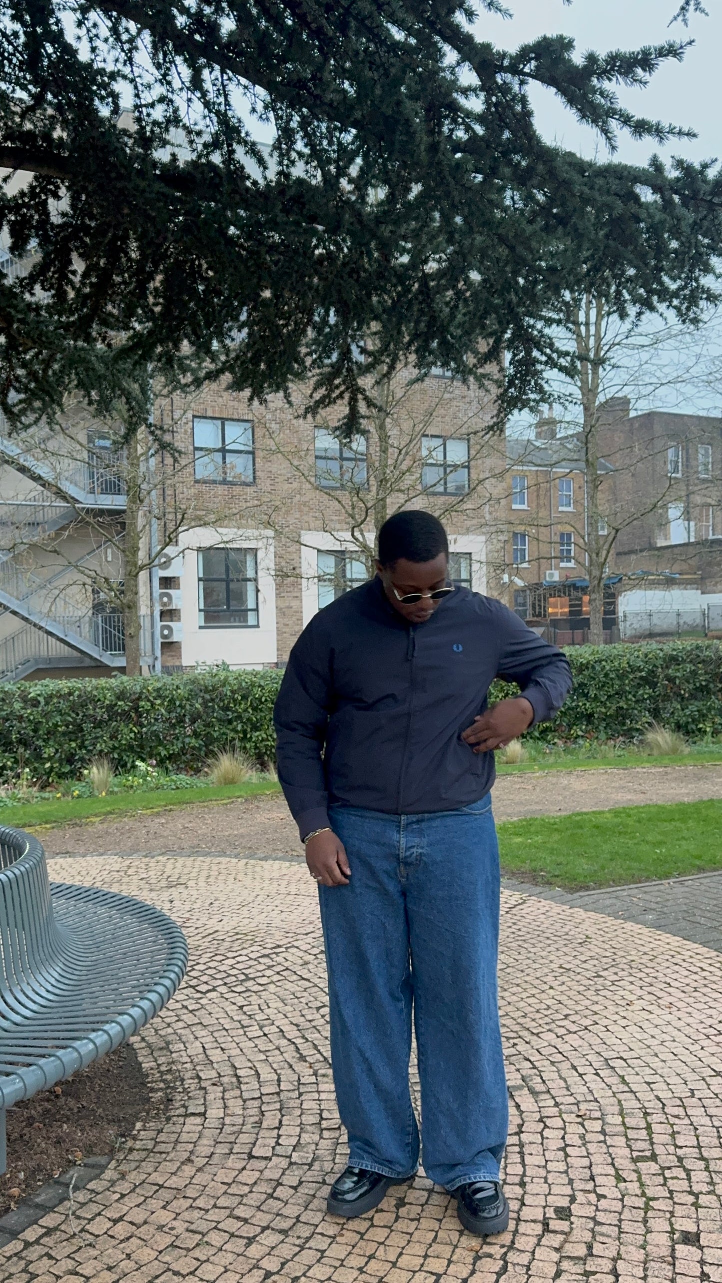 90's Vintage Fred Perry Navy Blue Harrington Jacket