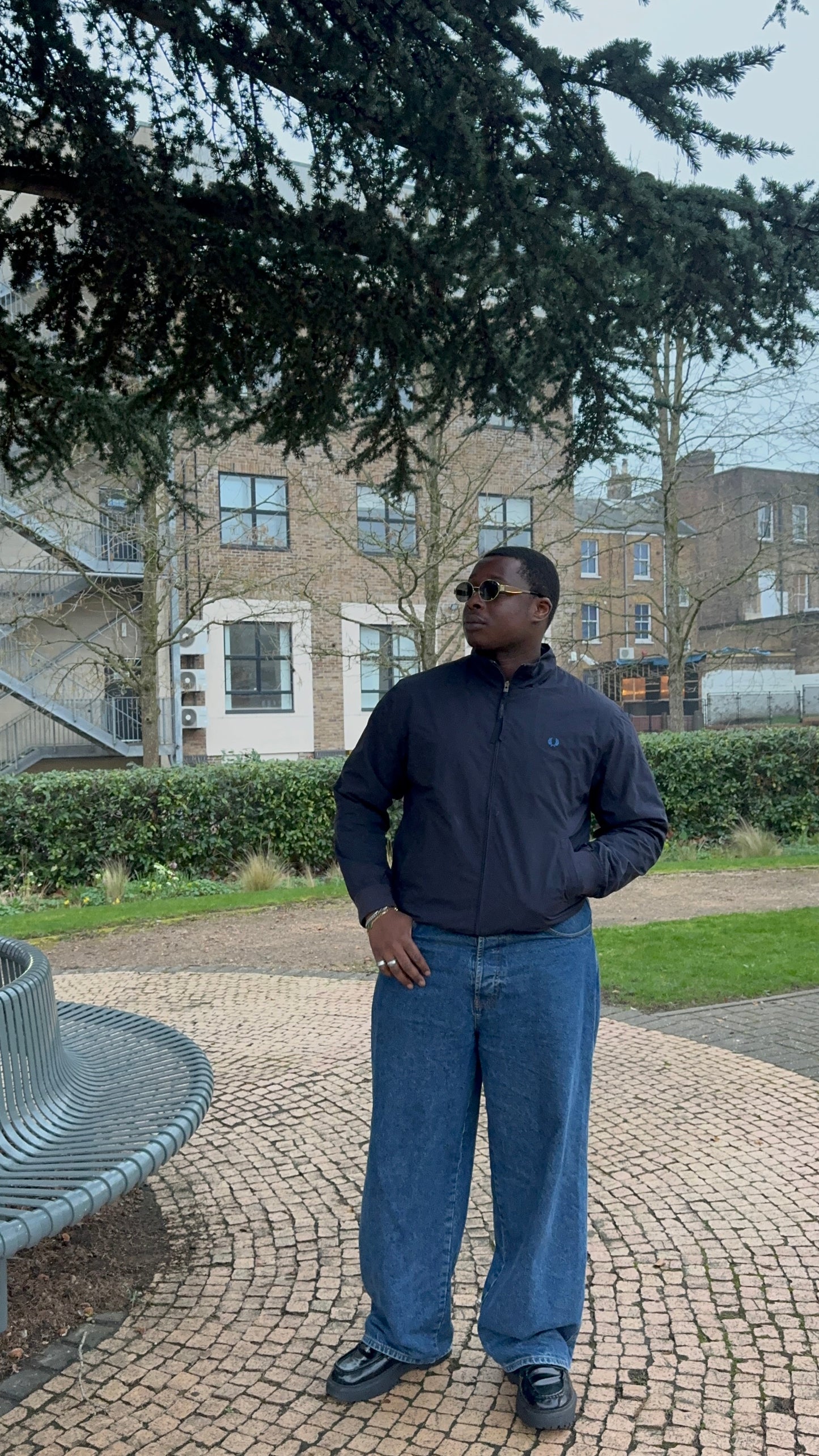 90's Vintage Fred Perry Navy Blue Harrington Jacket