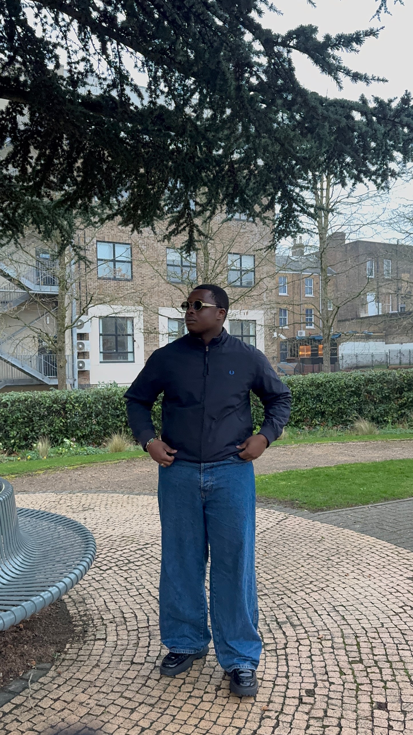 90's Vintage Fred Perry Navy Blue Harrington Jacket