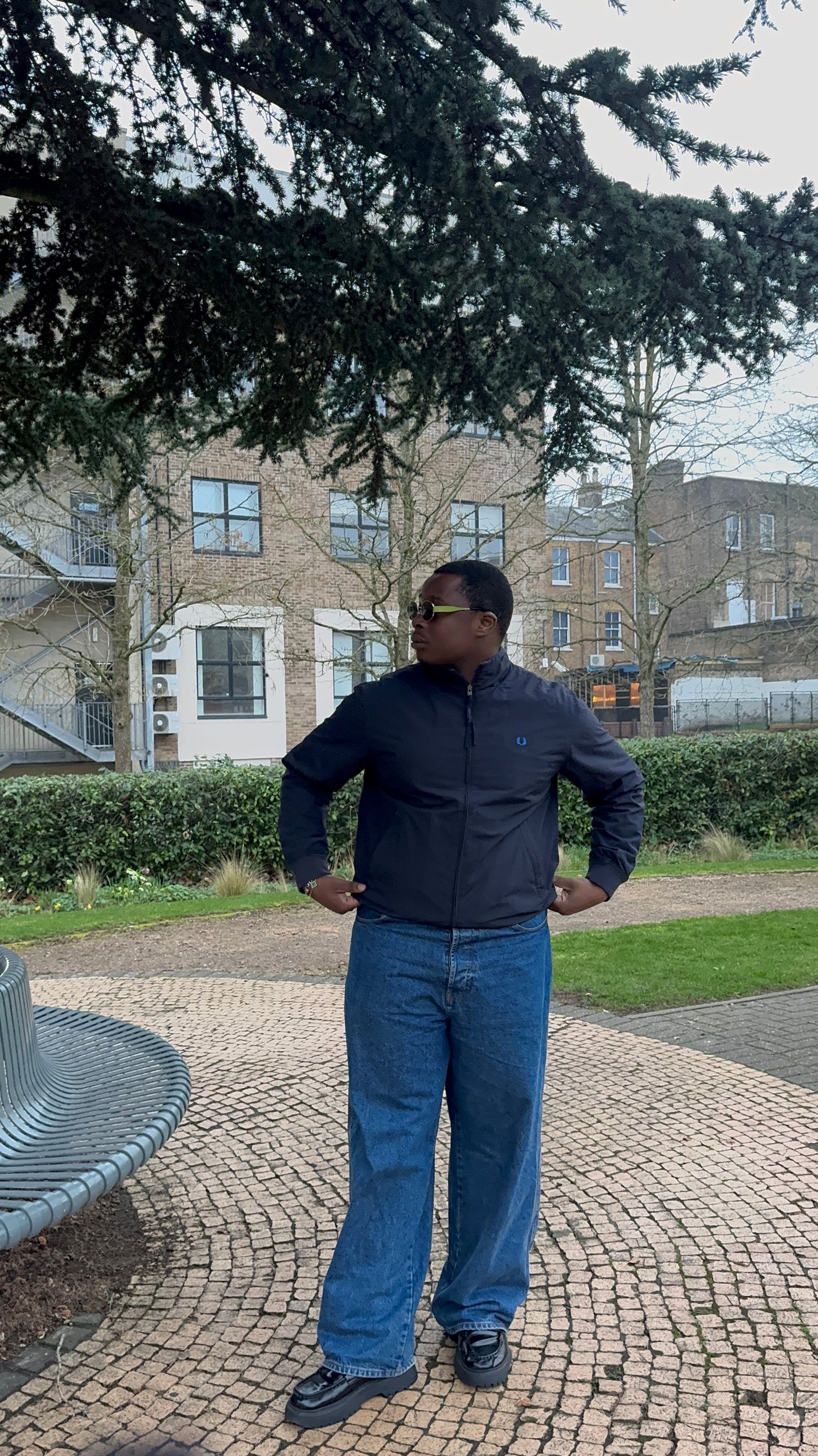 90's Vintage Fred Perry Navy Blue Harrington Jacket