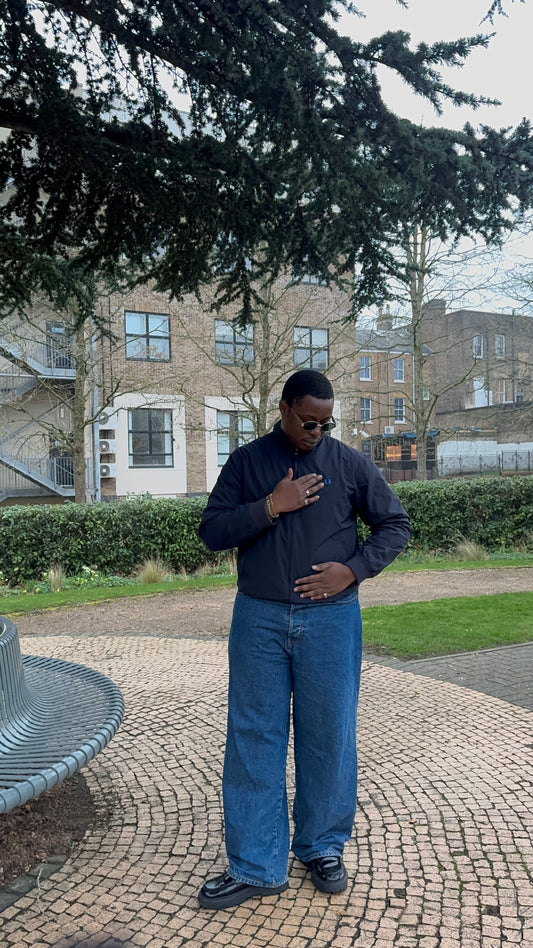 90's Vintage Fred Perry Navy Blue Harrington Jacket