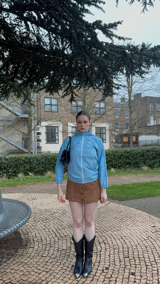 90's Vintage Blue Fila Windbreaker Jacket with Red Piping