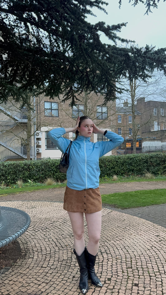 90's Vintage Blue Fila Windbreaker Jacket with Red Piping