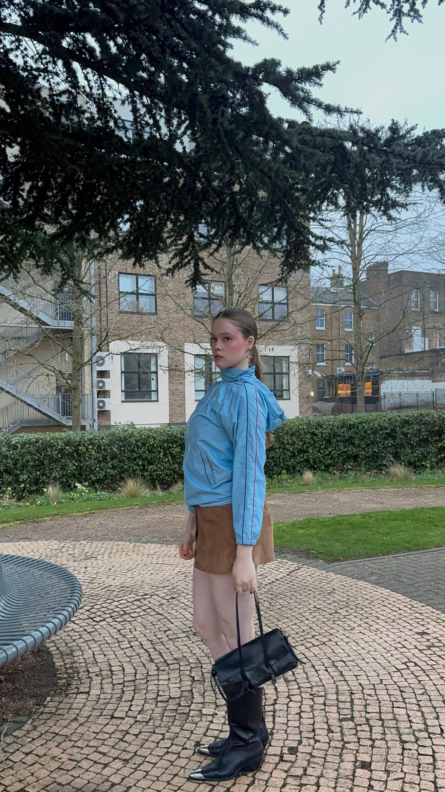 90's Vintage Blue Fila Windbreaker Jacket with Red Piping