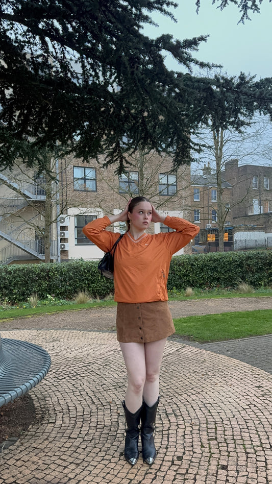 Nike Golf Clima Fit Orange Long Sleeve Windbreaker Top