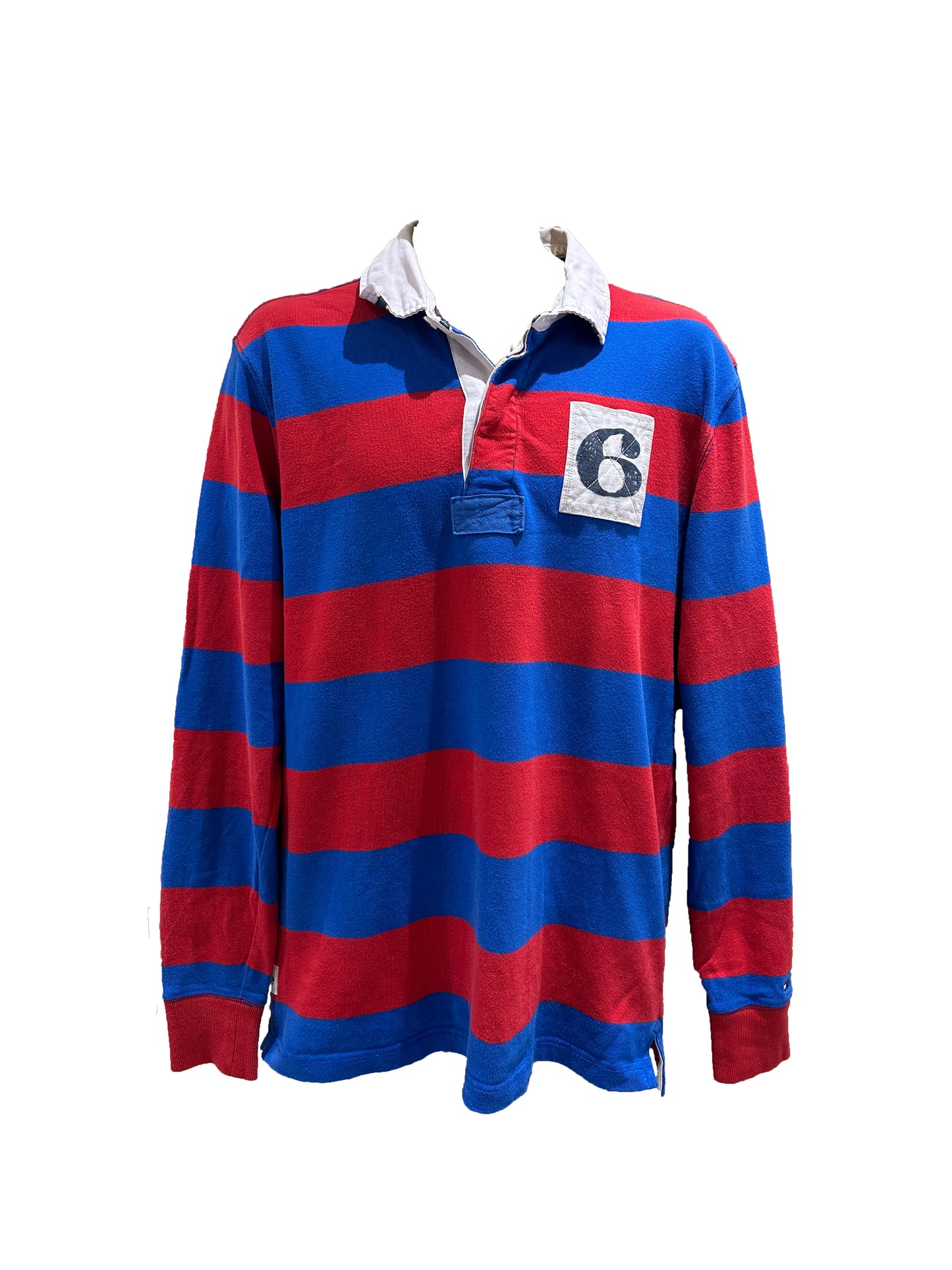 Tommy Hilfiger Red and Blue No. 6 Rugby Polo Shirt
