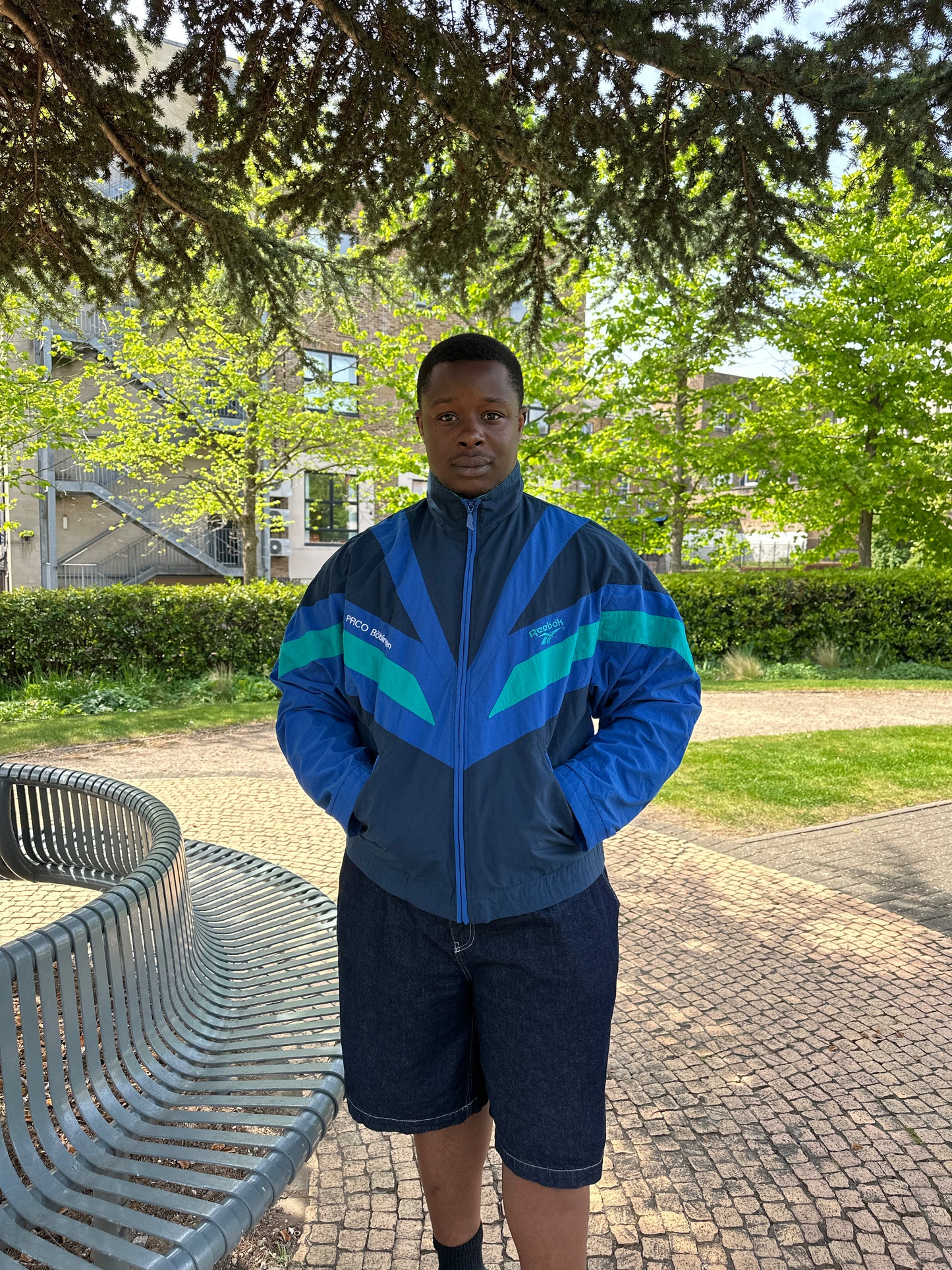 Vintage Reebok 90's Windbreaker with Classic Colour Block Design