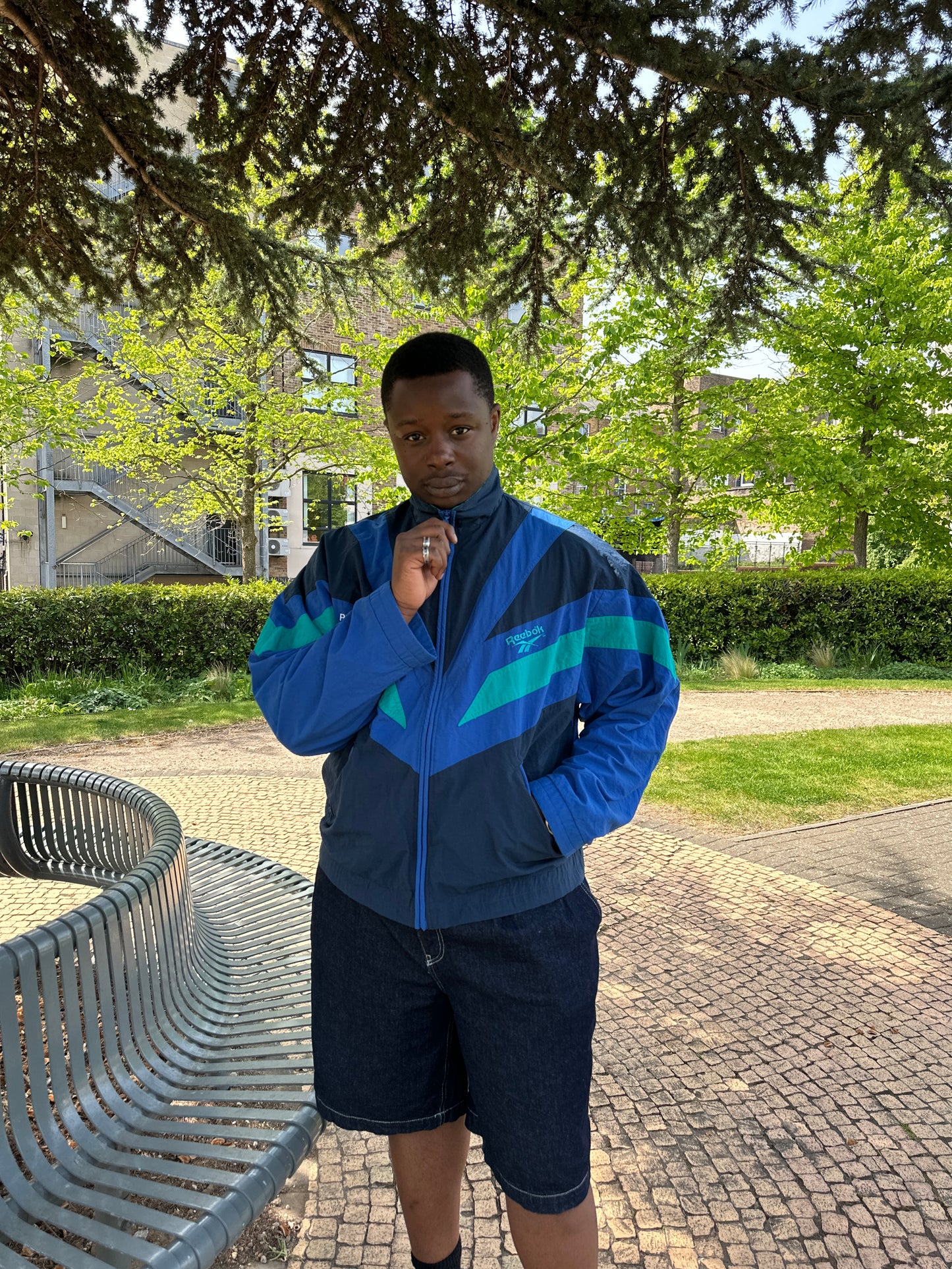 Vintage Reebok 90's Windbreaker with Classic Colour Block Design