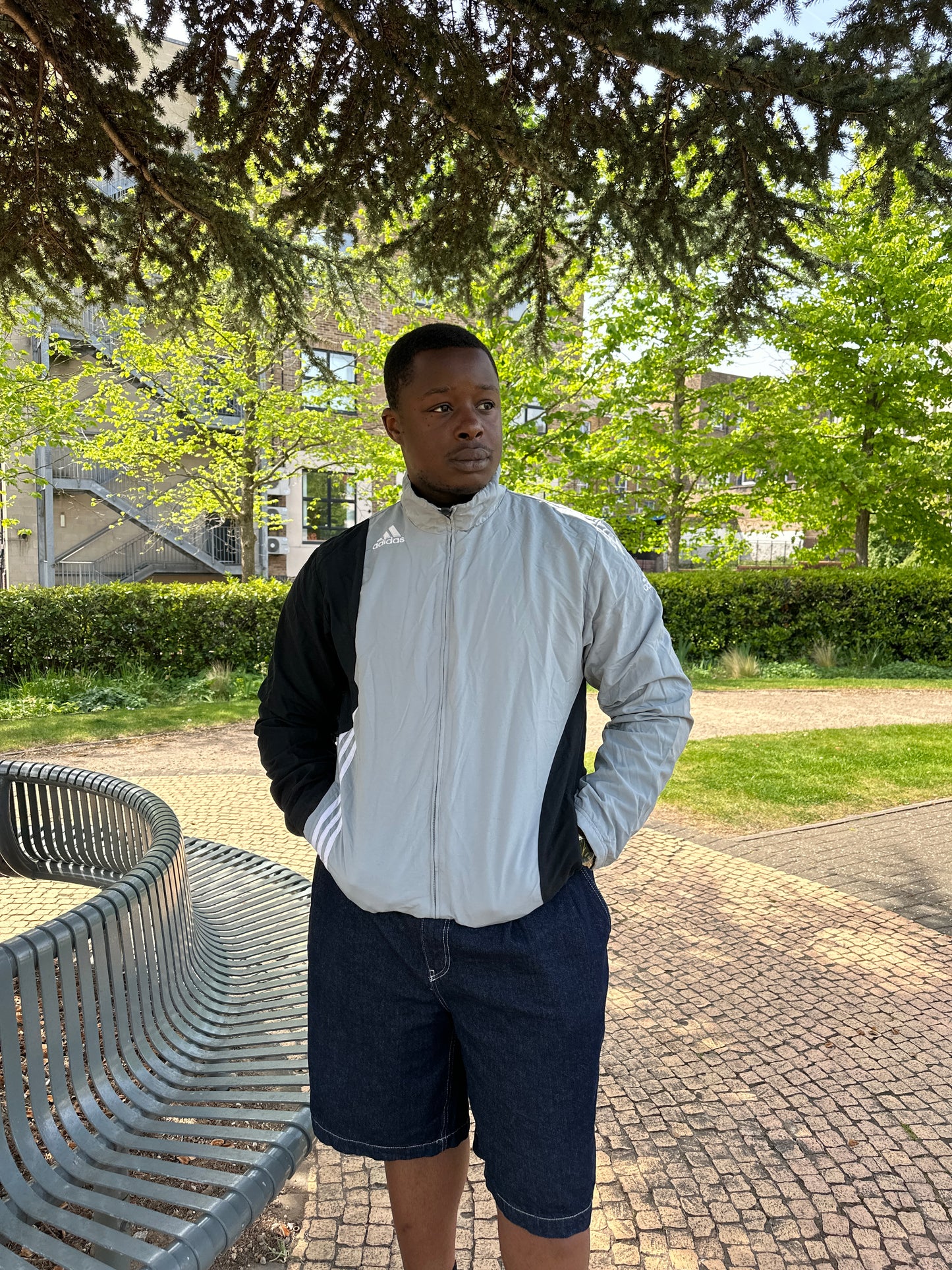 90's Grey & Black Adidas Windbreaker