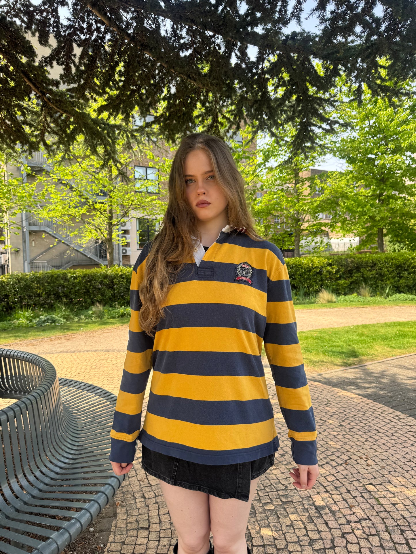 Unisex Tommy Hilfiger Gold Leaf Emblem Rugby Polo Shirt