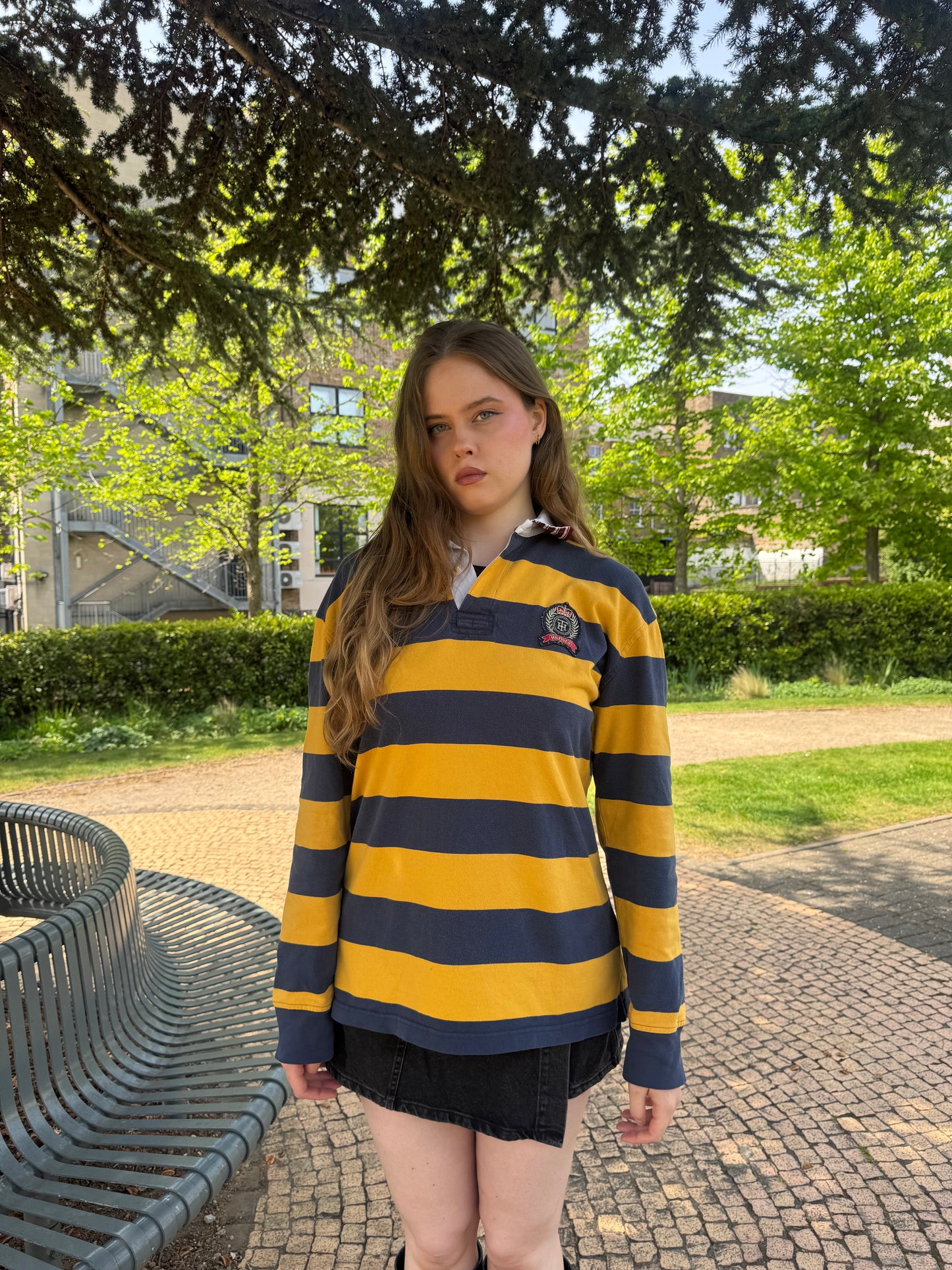 Unisex Tommy Hilfiger Gold Leaf Emblem Rugby Polo Shirt