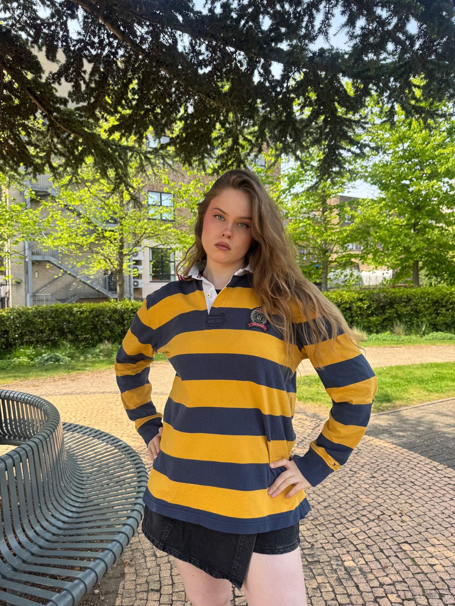 Unisex Tommy Hilfiger Gold Leaf Emblem Rugby Polo Shirt